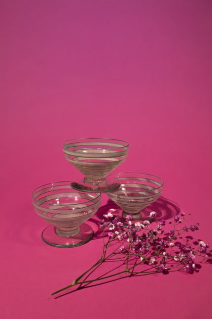 Striped dessert glasses set of three